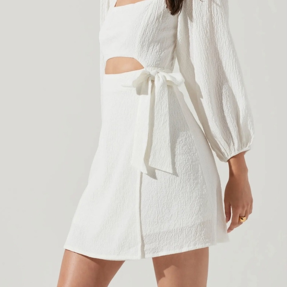 astr the label white cut out center wrap tie dress